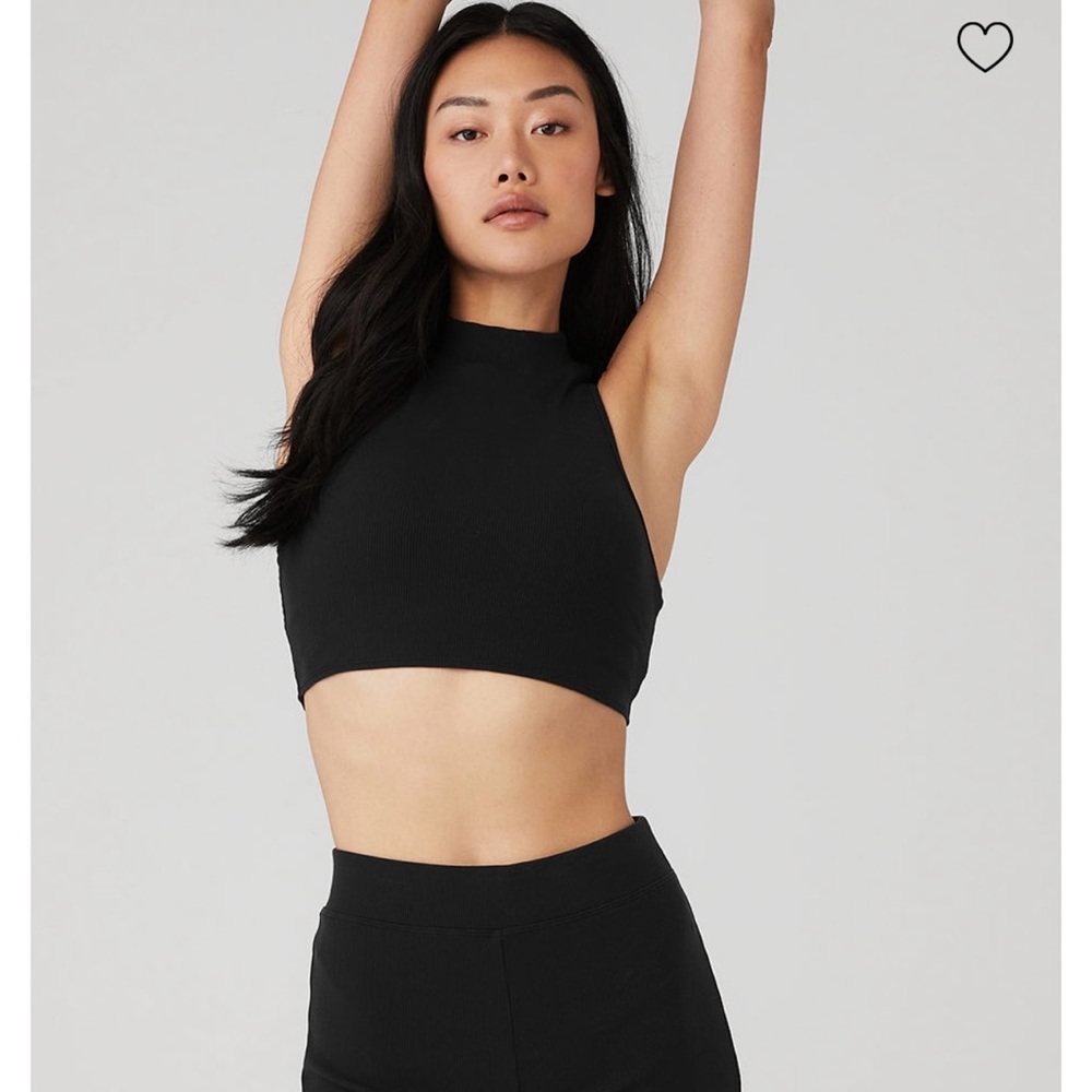 Alo Yoga Goddess Rib Cropped Dynamite Tank - Black (small)